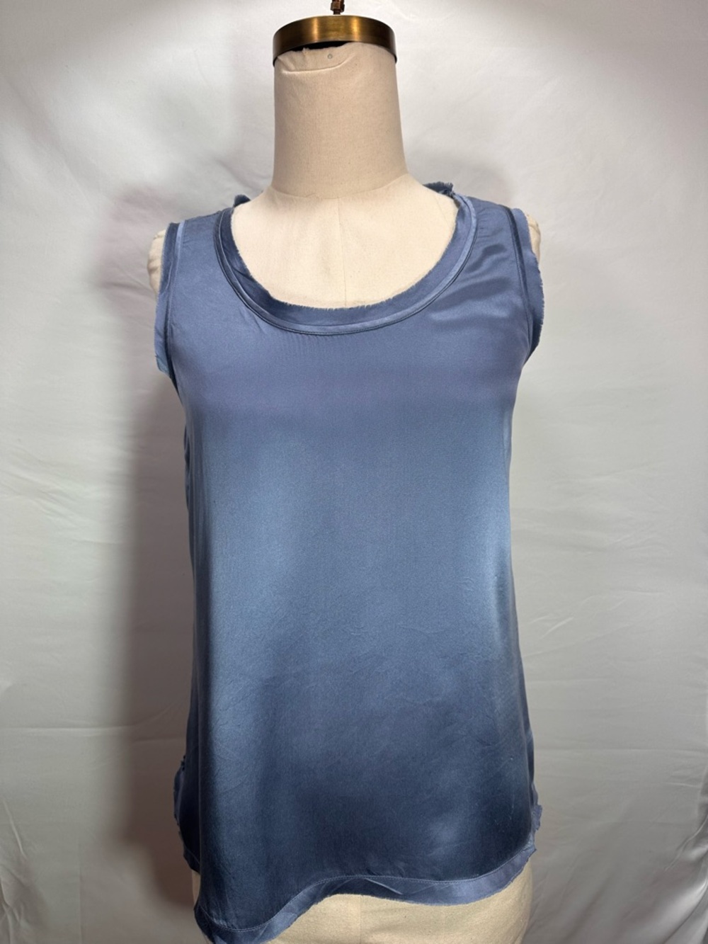 Go> Silk Tank Top in Dusty Blue Size Small